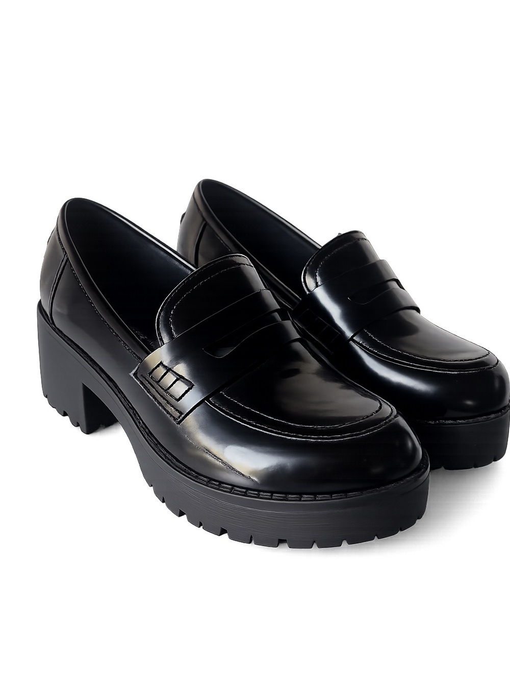 Madden Girl Black Chunky Platform Penny Loafers